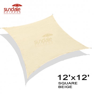 Sundale Outdoor 12'x12' Square Sun Shade Sail Canopy UV Blocked Outdoor Patio Cover Pool Awning   